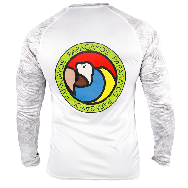 Papagayos Mens Long Sleeve UPF30 Rashguard (White) - Papagayos