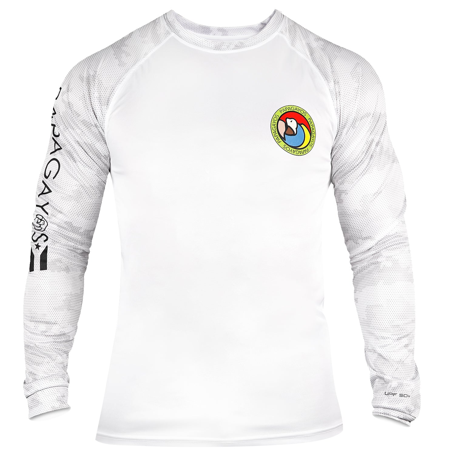 Papagayos Mens Long Sleeve UPF30 Rashguard (White) - Papagayos