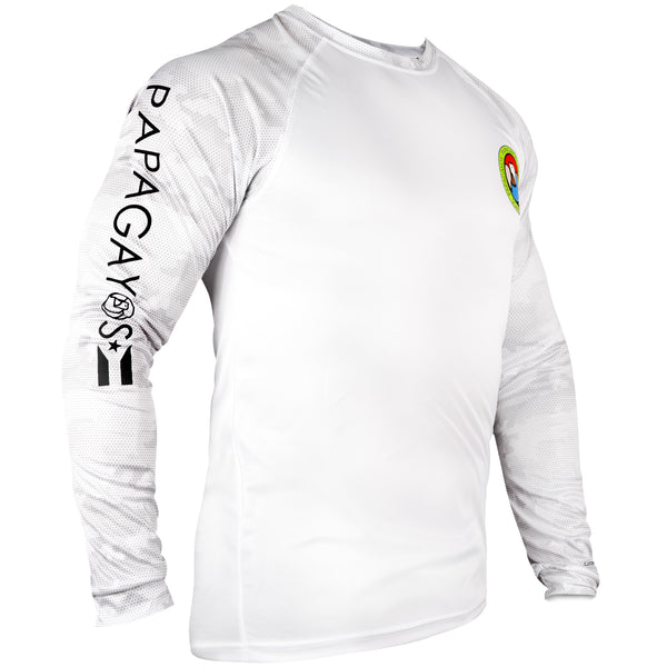 Papagayos Mens Long Sleeve UPF30 Rashguard (White) - Papagayos