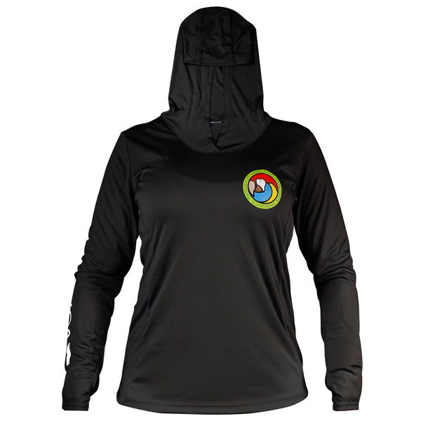 Papagayos Women Long Sleeve UPF 50 Hoodie Rashguard (Black) - Papagayos