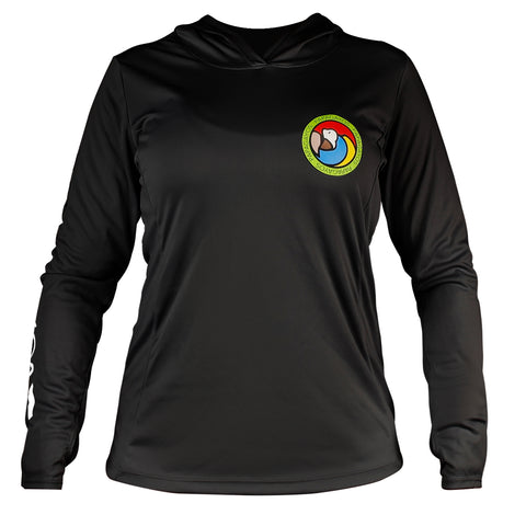 Papagayos Women Long Sleeve UPF 50 Hoodie Rashguard (Black) - Papagayos