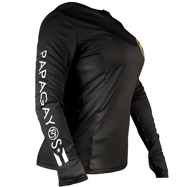 Papagayos Women Long Sleeve UPF 50 Hoodie Rashguard (Black) - Papagayos