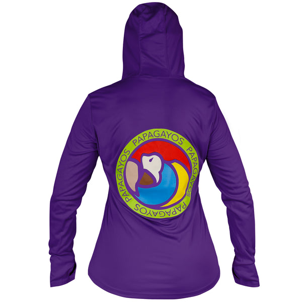 Papagayos Women Long Sleeve UPF 50 Hoodie Rashguard (Purple) - Papagayos