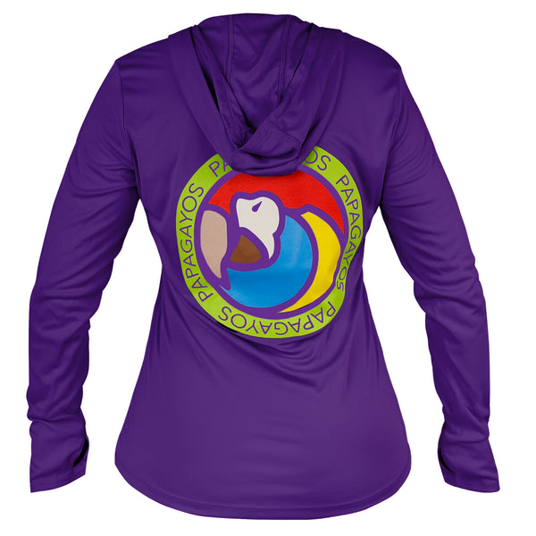 Papagayos Women Long Sleeve UPF 50 Hoodie Rashguard (Purple) - Papagayos