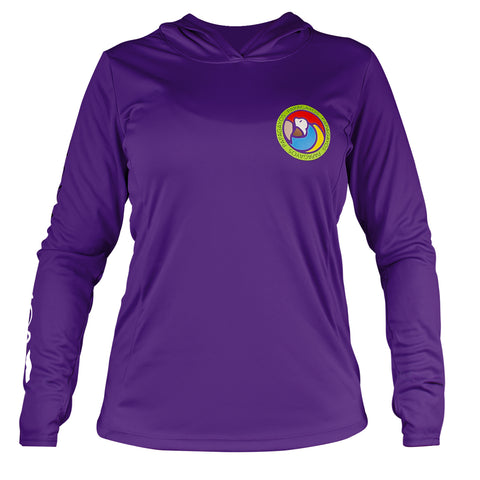 Papagayos Women Long Sleeve UPF 50 Hoodie Rashguard (Purple) - Papagayos