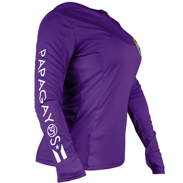 Papagayos Women Long Sleeve UPF 50 Hoodie Rashguard (Purple) - Papagayos