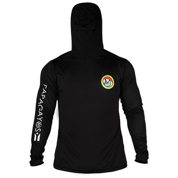 Papagayos Mens Long Sleeve UPF 50 Hoodie Rashguard (Black) - Papagayos