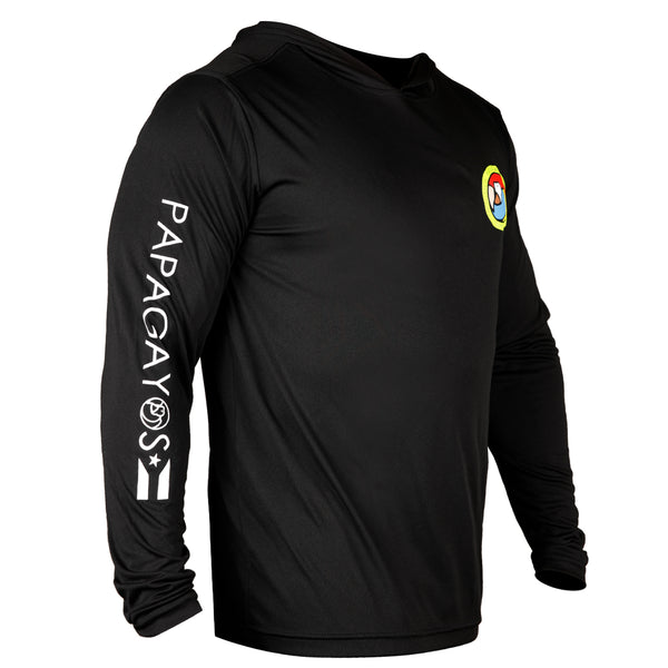 Papagayos Mens Long Sleeve UPF 50 Hoodie Rashguard (Black) - Papagayos