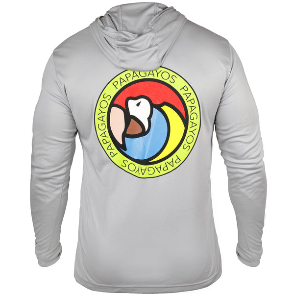 Papagayos Mens Long Sleeve UPF 50 Hoodie Rashguard (Grey) - Papagayos